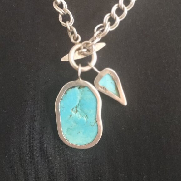 Amy Kahn Russell AKR Sterling Silver Turquoise Necklace - 16".  50 grams - Picture 7 of 14